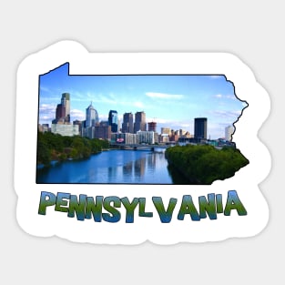 Pennsylvania State Outline (Philadelphia & Delaware River) Sticker